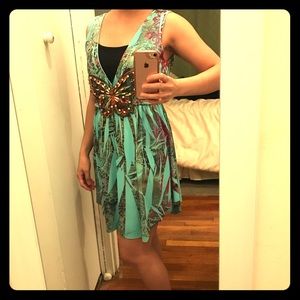 Tinker bell rayon span dress, butterfly ruby trim